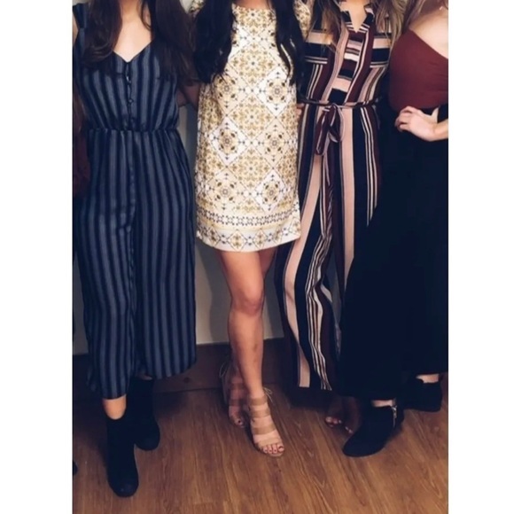 Lulus Dandy Lion Mini Dress S Shift Yellow Print Tile Vacation Party Summer Trip - Picture 13 of 16